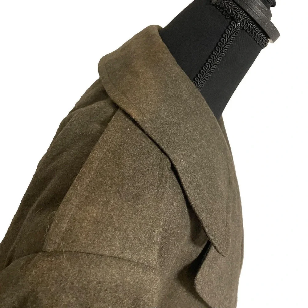 Vtg USMC K. Bessecaire Overcoat‎ Man's Wool Kersey 36S Green